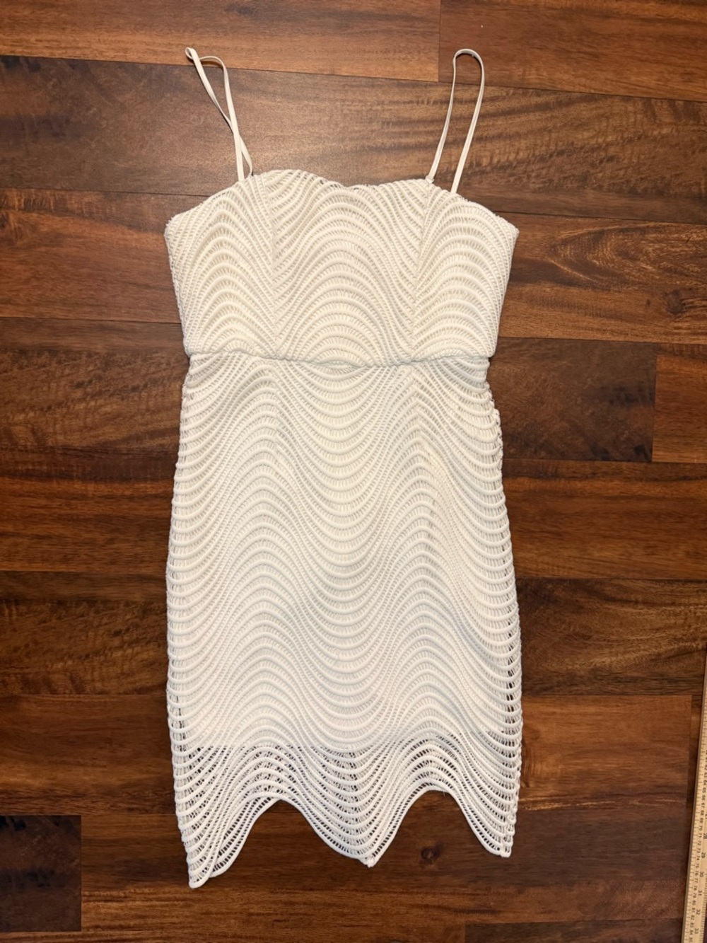Bardot White Lace-Effect Spaghetti Strap Mini Dress